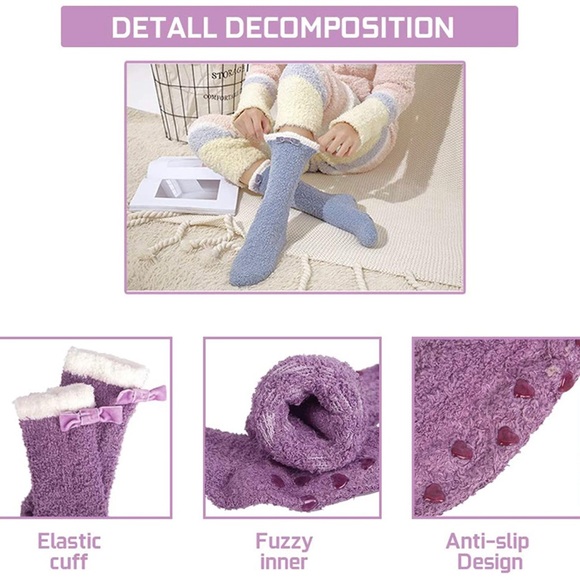 3 Pairs Winter Fuzzy Socks anti-slip - Picture 5 of 6